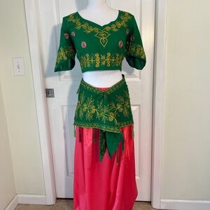 Vibrant Green Bollywood Choli Top and Sash Set